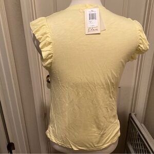 Elan Women's Limon Color Crew-Neck Flutter-Sleeve T-Shirt Top Size L NWT
